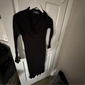 Black Quarter Zip Sweater Dress